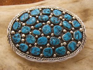 Boucle de ceinture en Turquoise et argent