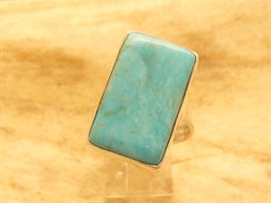 Bague En Turquoise D'Iran (Nishapur) Sertie - Taille 59, Argent 925 Plaqué Or, Pierre Naturelle
